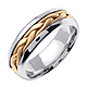 7mm Unique Handmade Yellow Braided Wedding Band for Men - 14K Two-Tone Gold thumb 1