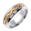 7mm Unique Handmade Yellow Braided Wedding Band for Men - 14K Two-Tone Gold thumb 1