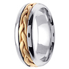 7mm Unique Handmade Yellow Braided Wedding Band for Men - 14K Two-Tone Gold thumb 2