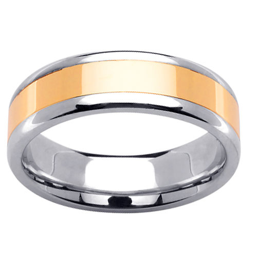 6.5mm 14K Two-Tone Gold Wedding Ring Slide 0