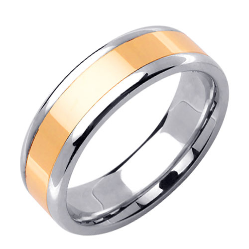 6.5mm 14K Two-Tone Gold Wedding Ring Slide 1