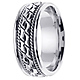 8mm Cobblestone Patterned Rope Designer 14K White Gold Men's Ring thumb 2