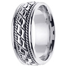 8mm Cobblestone Patterned Rope Designer 14K White Gold Men's Ring thumb 2