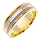 7mm White Inlay Handmade Rope Men's Wedding Band - 14K Two-Tone Gold thumb 1