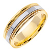 7mm White Inlay Handmade Rope Men's Wedding Band - 14K Two-Tone Gold thumb 1