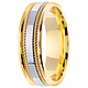 7mm White Inlay Handmade Rope Men's Wedding Band - 14K Two-Tone Gold thumb 2