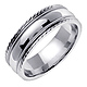 7mm Carved Edge Milgrain 14K White Gold Wedding Band thumb 1
