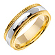 7mm Carved Edge 14K Two-Tone Gold  Milgrain Wedding Ring thumb 1