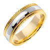 7mm Carved Edge 14K Two-Tone Gold  Milgrain Wedding Ring thumb 1