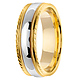 7mm Carved Edge 14K Two-Tone Gold  Milgrain Wedding Ring thumb 2