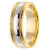 7mm Carved Edge 14K Two-Tone Gold  Milgrain Wedding Ring thumb 2