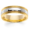 7mm Carved Edge 14K Two-Tone Gold  Milgrain Wedding Ring thumb 0