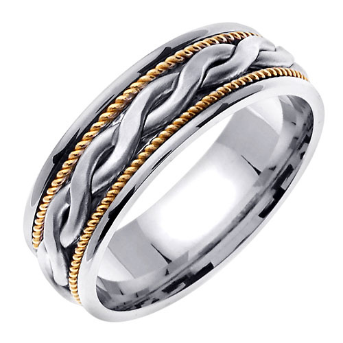 7mm 2-Strand Celtic Knot Woven Rope Men's Wedding Band - 14K Two Tone Gold Slide 1