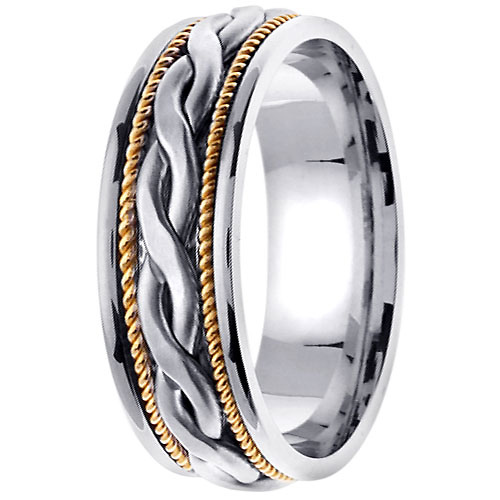 7mm 2-Strand Celtic Knot Woven Rope Men's Wedding Band - 14K Two Tone Gold Slide 2