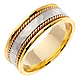 8mm Rope & Hammer Finish 14K Two Tone Gold Wedding Ring thumb 1