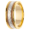 8mm Rope & Hammer Finish 14K Two Tone Gold Wedding Ring thumb 2