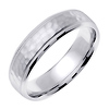 14K White Gold 6mm Milgrain Hammered Wedding Band thumb 1