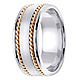 8mm Satin Center Yellow Rope Hand-Woven Wedding Ring - 14K Two-Tone Gold thumb 2