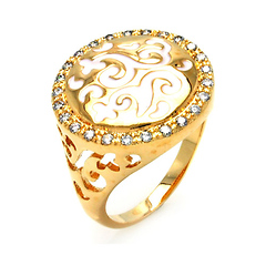 White CZ and Gold-Plated Silver Cocktail Ring