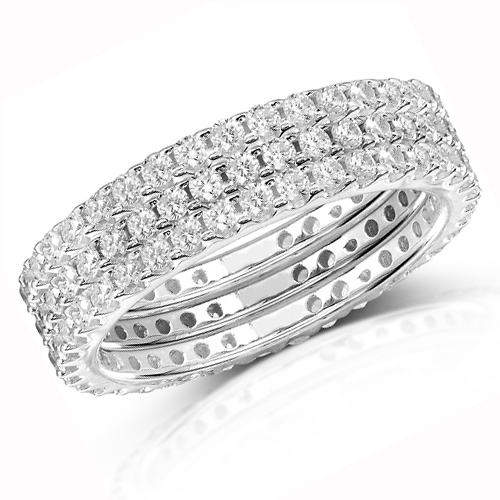 3-Piece Cubic Zirconia CZ Eternity Ring Set in Sterling Silver Slide 0