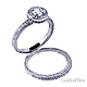 Round-Cut Pave Halo CZ Engagement Ring Set in Rhodium Sterling Silver thumb 1