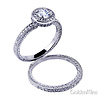 Round-Cut Pave Halo CZ Engagement Ring Set in Rhodium Sterling Silver thumb 1