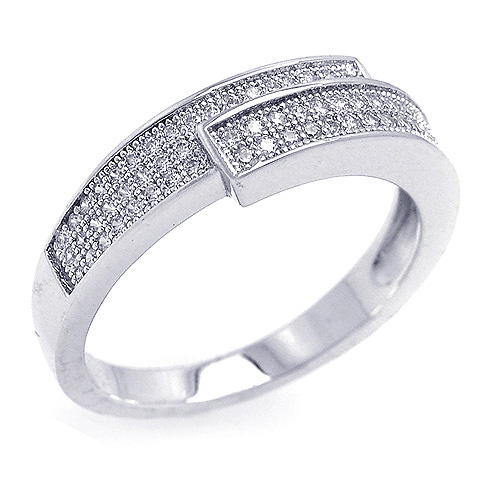 Overlap Bypass Sterling Silver Micropave CZ Ring Slide 0