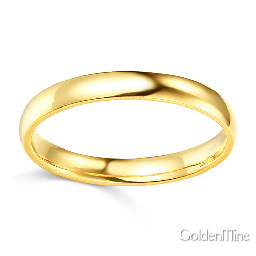 3mm Classic Light Comfort-Fit Dome Wedding Band - 10K, 14K, 18K Yellow Gold Slide 1