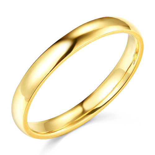 3mm Classic Light Comfort-Fit Dome Wedding Band - 10K, 14K, 18K Yellow Gold Slide 0