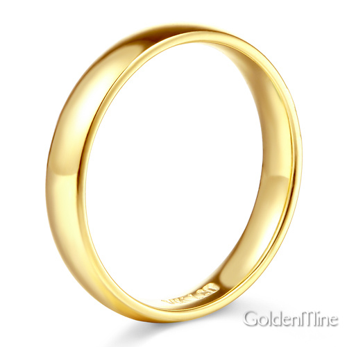 4mm Classic Light Comfort-Fit Dome Wedding Band - 10K, 14K, 18K Yellow Gold Slide 2