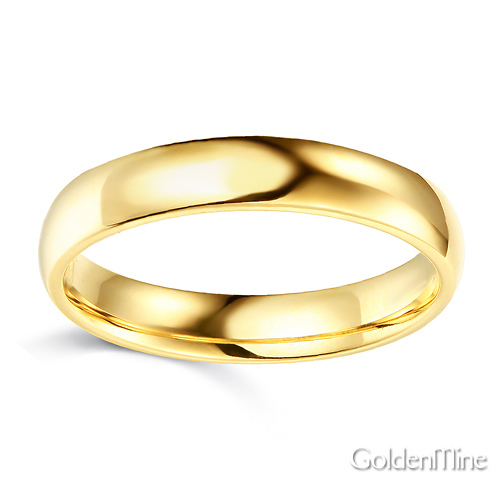 4mm Classic Light Comfort-Fit Dome Wedding Band - 10K, 14K, 18K Yellow Gold Slide 1