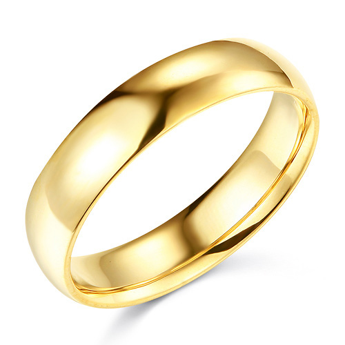 5mm Classic Light Comfort-Fit Dome Wedding Band - 10K, 14K, 18K Yellow Gold Slide 0