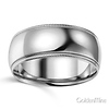 8mm Classic Light Comfort-Fit Dome Milgrain Men's Wedding Band - 10K, 14K, 18K White Gold thumb 1