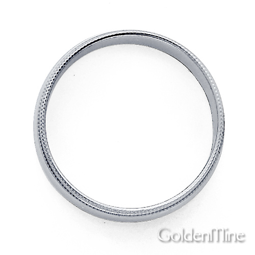 4mm Classic Light Dome Milgrain Wedding Band - 14K White Gold Slide 2