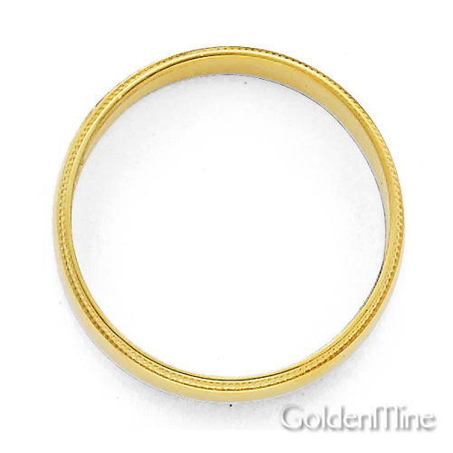 6mm Classic Light Dome Milgrain Wedding Band - 14K Yellow Gold Slide 2