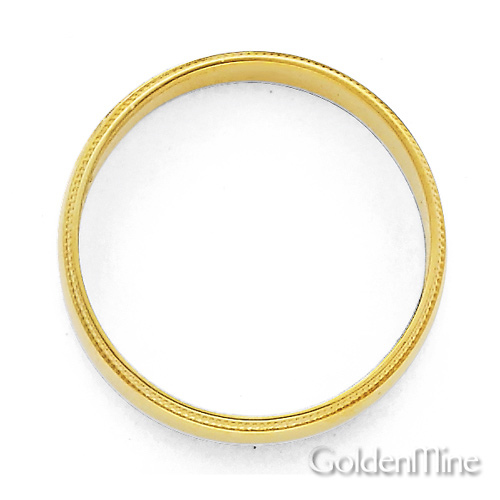 4mm Classic Light Dome Milgrain Wedding Band - 14K Yellow Gold Slide 2