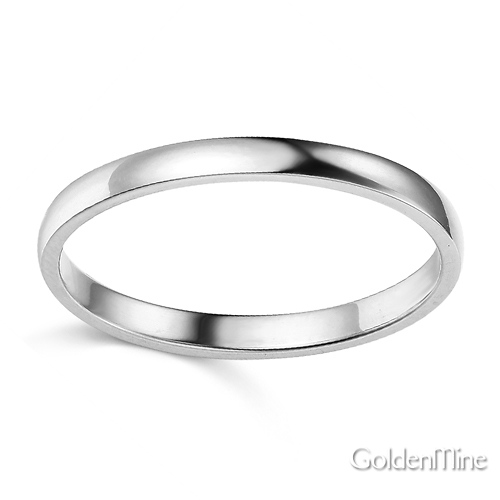 2mm Classic Light Dome Wedding Band - 14K White Gold Slide 1