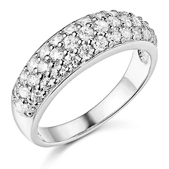 3-Row Pave Round-Cut Dome Wedding Band in 14K White Gold