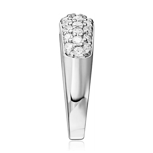 3-Row Pave Round-Cut Dome Wedding Band in 14K White Gold Slide 1