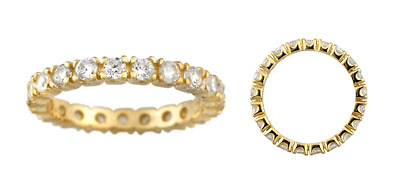 2.5mm Scalloped Prong CZ Eternity Ring in 14K Yellow Gold Slide 1