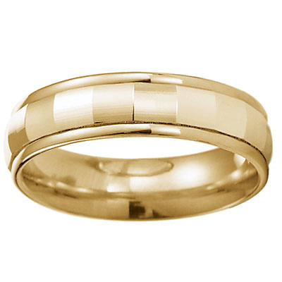 6mm Dome Faceted 14K Yellow Gold Wedding Band Slide 0