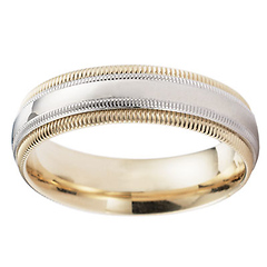 Double Milgrain 6mm 14k Two-Tone Gold Ring