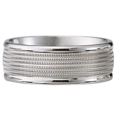 8mm 14k White Gold Milgrain Wedding Ring