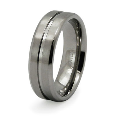 Ridge 7mm Titanium Wedding Ring Slide 0