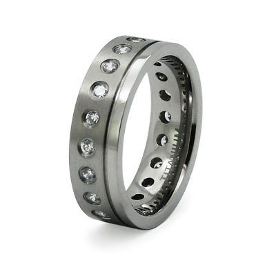 Designer Titanium CZ Eternity Band Slide 0