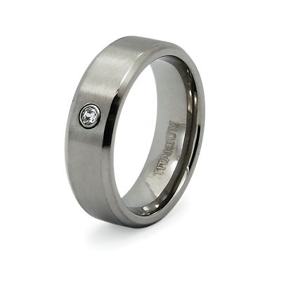 Solitaire CZ Titanium Promise Ring Slide 0