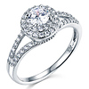 14K White Gold Round-Cut Split Shank Halo CZ Engagement Ring thumb 0