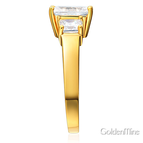 3-Stone Basket Radiant & Princess-Cut CZ Engagement Ring in 14K Yellow Gold Slide 2