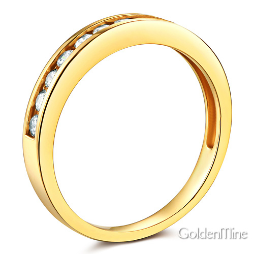 3mm 11 Channel-Set Round-Cut CZ Wedding Band in 14K Yellow Gold Slide 1