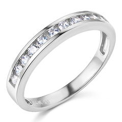 3mm Channel-Set Round CZ Wedding Band in 14K White Gold